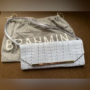 Brahmin Lavender Croc Embossed Clutch
